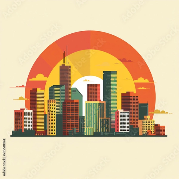 Fototapeta Denver flat vector skyline illustration