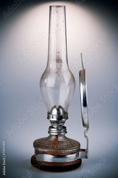 Fototapeta old kerosene lamp isolated on white background