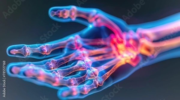Fototapeta Arthritis in Hand Joints Depicted Focus on Inflammation and Arthritis Management Solutions