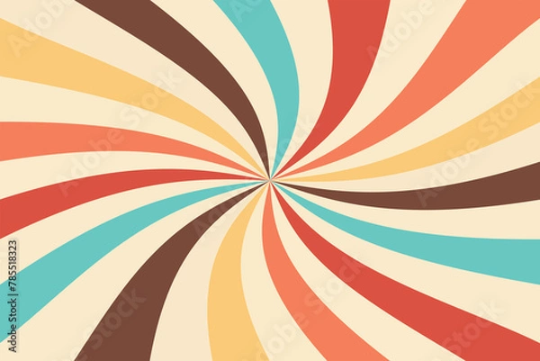 Fototapeta Retro style colored sunburst or sunbeam swirl