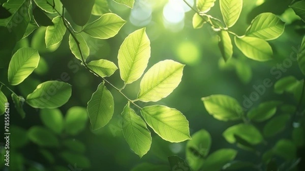 Fototapeta Foliage Backgrounds: A stunning image of backlit leaves,