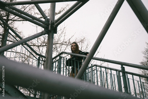 Fototapeta construction worker on a roof