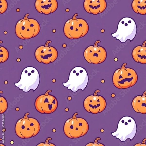 Obraz pattern of cute pumpkins and ghosts