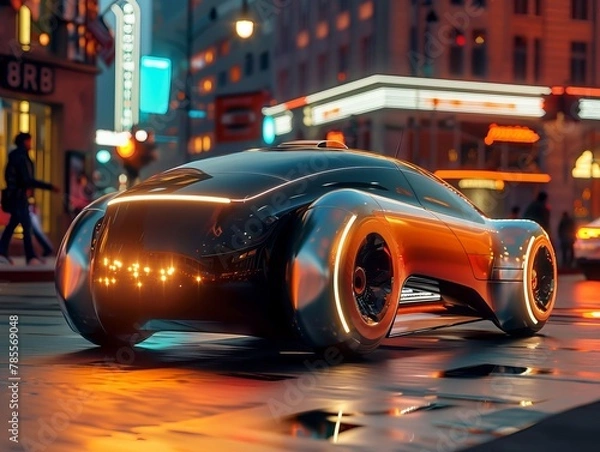 Fototapeta This 3D rendering illustrates the integration of Artificial Intelligence technology in autonomous driving, showcasing future car software advancements.