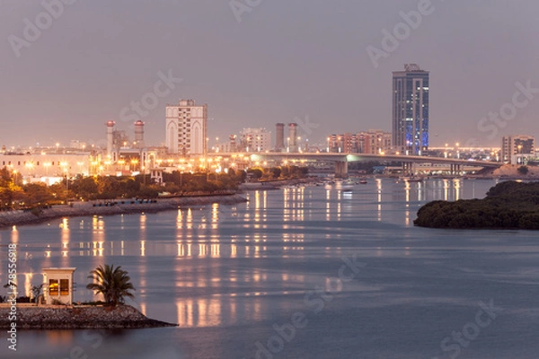 Obraz Ras Al Khaimah creek at dusk, Zjednoczone Emiraty Arabskie