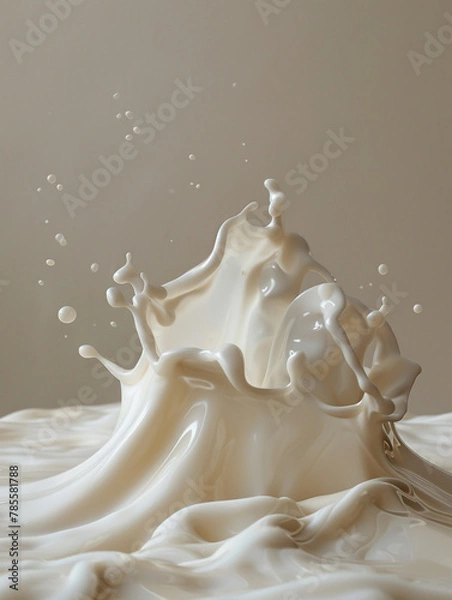 Fototapeta Against a backdrop of simplicity the essential dance of milk and bone plays out the flow of calcium visualized as a serene lifegiving force. Generative ai.