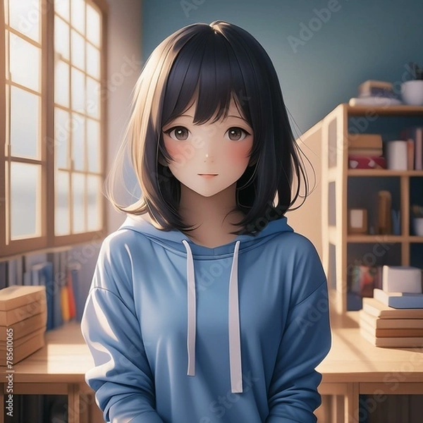 Obraz かわいいパーカーを着た女性　若い日本人