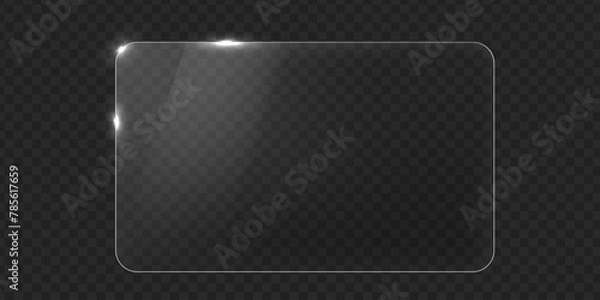 Fototapeta Vector glass frame. Isolated on transparent background. Glass banner realistic 