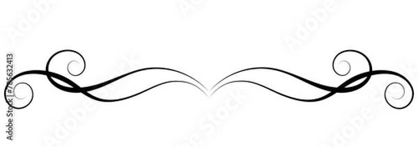 Obraz Wave ornament with leaves and abstract lines. Decorative element for decor and text greeting or invitation card design