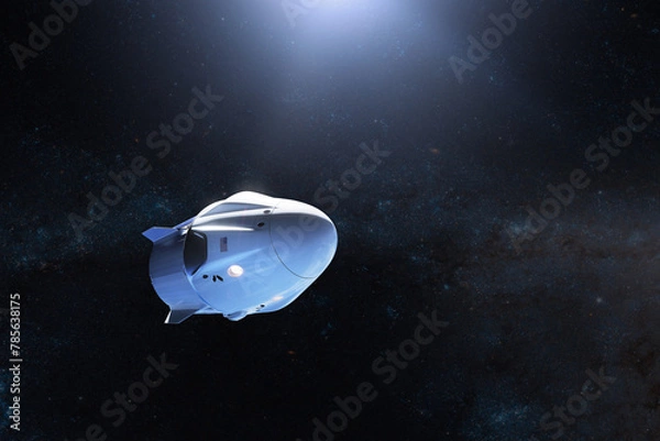 Fototapeta Cargo spacecraft in open space. Elements of this image furnished by NASA.