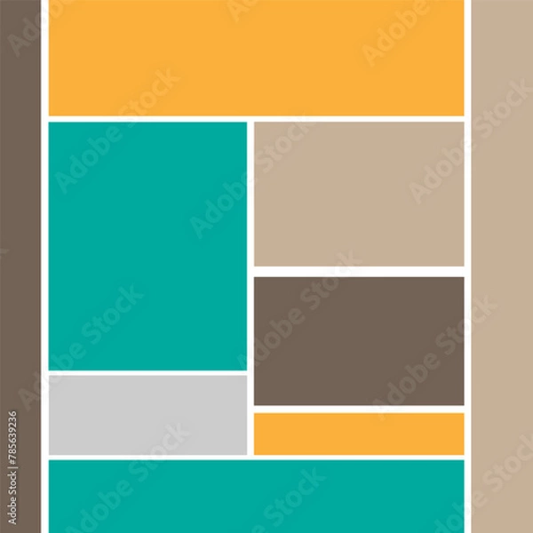 Fototapeta Multi-colored rectangular shapes. Orange turquoise brown rectangles