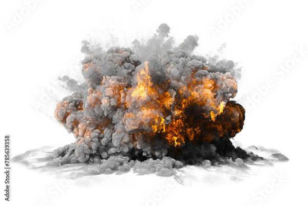 Fototapeta Artillery explosion on transparent background