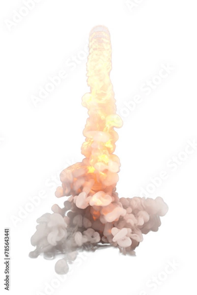 Fototapeta Smoke of rocket launch on transparent background