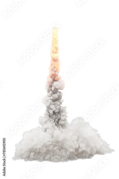 Fototapeta Smoke of rocket launch on transparent background