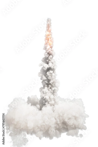 Fototapeta Smoke of rocket launch on transparent background