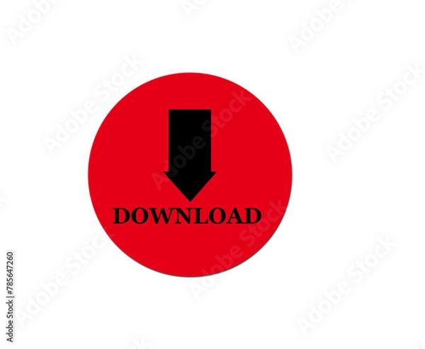 Obraz round download button red color vector button