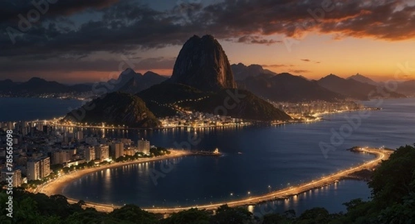 Fototapeta An ultra detailed, realistic, digital art, featuring rio de janeiro. happy accidents, exquisite detail, 30 megapixels, 4k, CanonEOS 5D Mark IV DSLR, 85mm lens, sharp focus, intricate detail, long expo