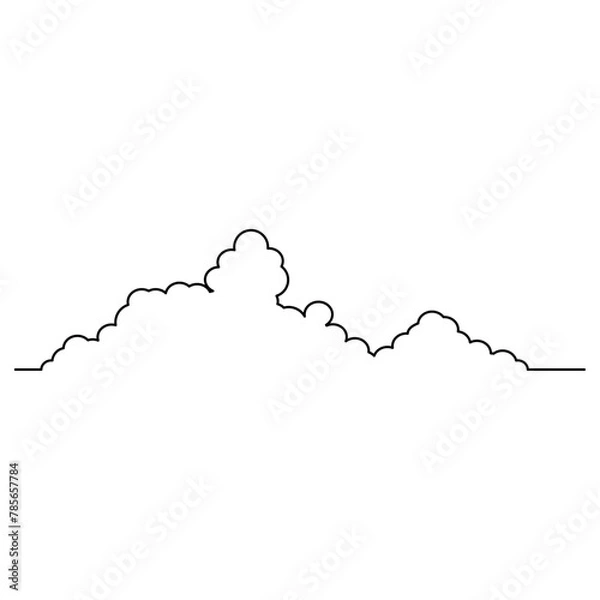 Fototapeta イラスト素材: 墨絵風の雲のイラストのシルエット素材　ベクター