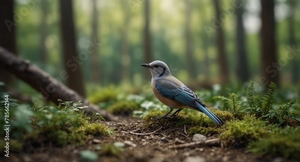 Obraz Miniature_landscape_spring_a_beautiful_Asian_bird_fore_