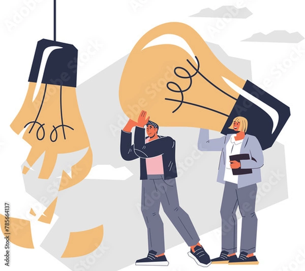 Obraz Business team find new solutions and brainstorm innovative ideas. Business strategy to generate creative concepts, solving problems and generating new idea.