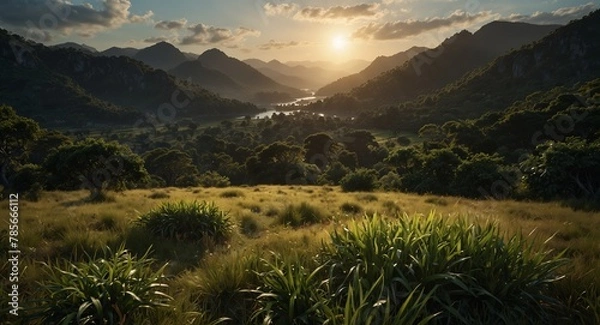 Fototapeta An ultra detailed, realistic, digital art, featuring Brazilian nature. happy An_ultra_detailed_realistic_digital_art_featuring_Braz