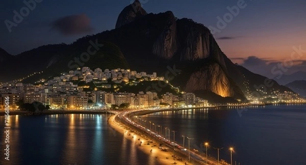 Fototapeta An ultra detailed, realistic, digital art, featuring rio de janeiro. happy accidents, exquisite detail, 30 megapixels, 4k, CanonEOS 5D Mark IV DSLR, 85mm lens, sharp focus, intricate detail, long expo