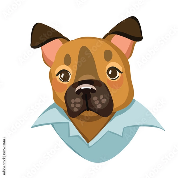 Obraz cartoon vector in French bulldog clothes, portrait of a dog on a white background