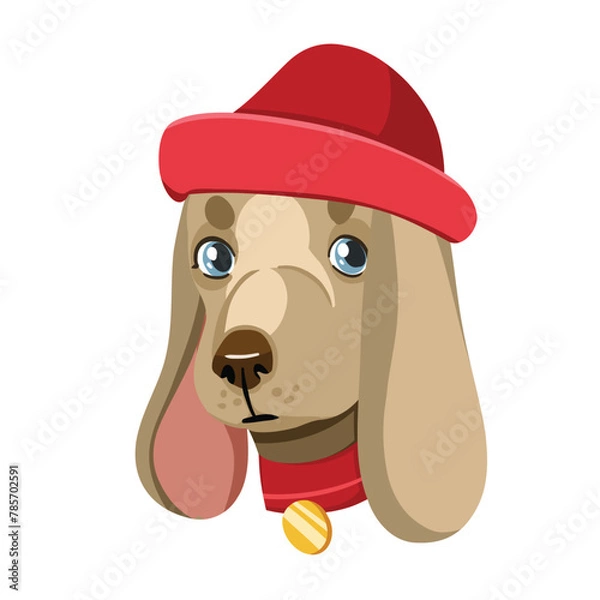 Obraz cartoon vector fashionable cocker spaniel, portrait of a dog on a white background