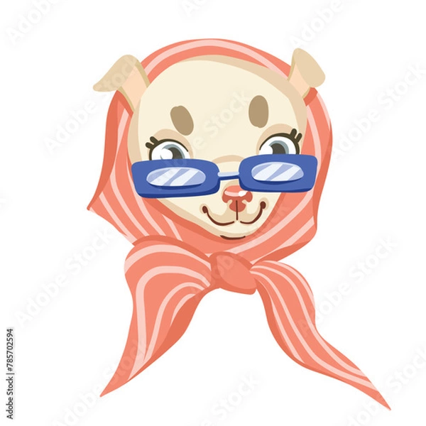 Obraz cartoon vector fashionable chihuahua, portrait of a dog on a white background