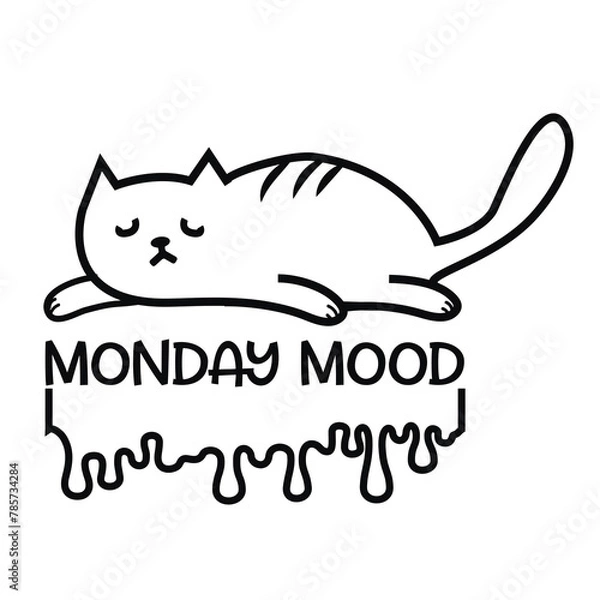 Fototapeta Funny Cat Mom. Funny Quote for t-shirt, print, mug, tumbler. Lazy Cat.