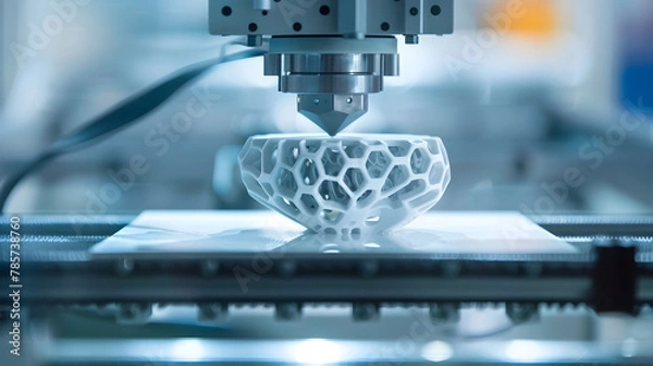Obraz Modern 3D Printing Technology, crafting technique, closeup manufacturing