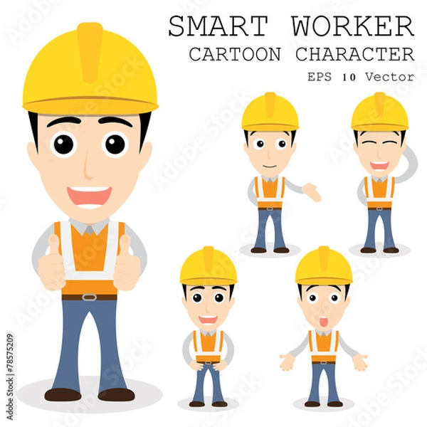 Obraz Smart worker cartoon character eps 10 vector illustration