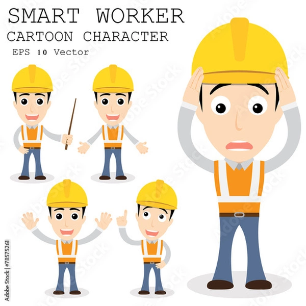 Obraz Smart worker cartoon character eps 10 vector illustration
