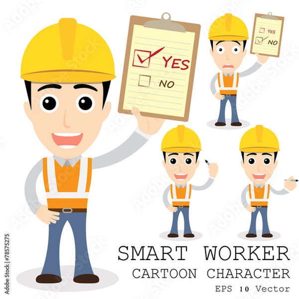 Obraz Smart worker cartoon character eps 10 vector illustration
