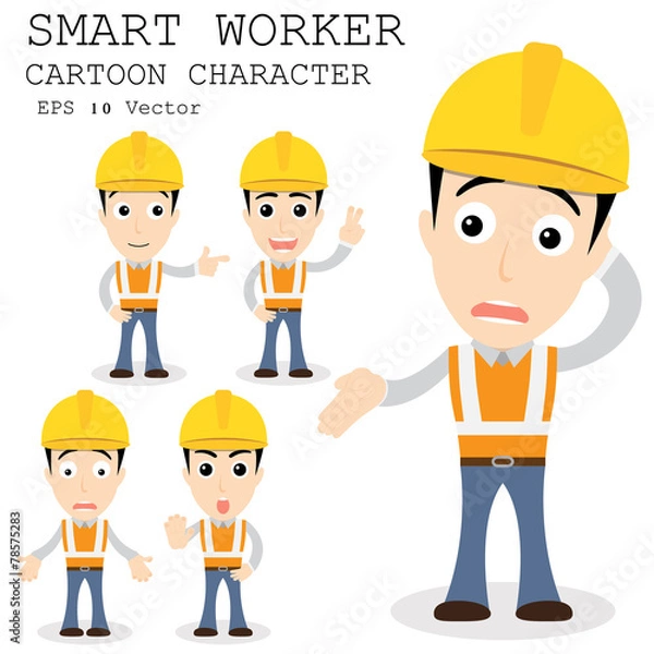 Obraz Smart worker cartoon character eps 10 vector illustration