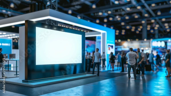 Fototapeta Exhibition Stand Kiosk Mockup at Trade Show, Corporate Branding, AI Created