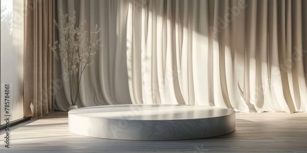 Fototapeta Round White Table in Front of Window