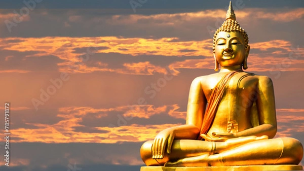Fototapeta Budha golden you from nature stone ancient ancient times cliping part
