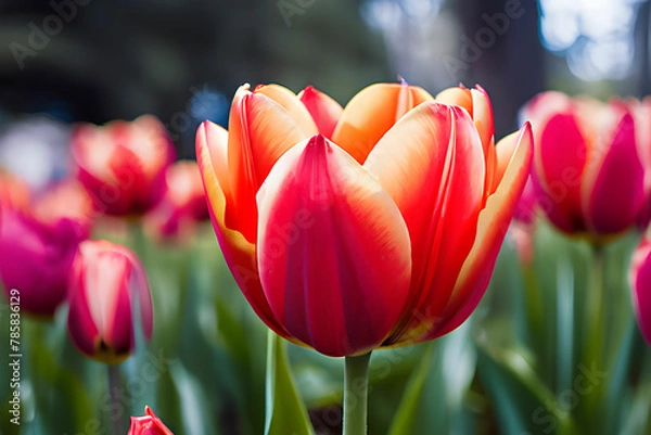 Obraz tulip in the garden. Generative AI