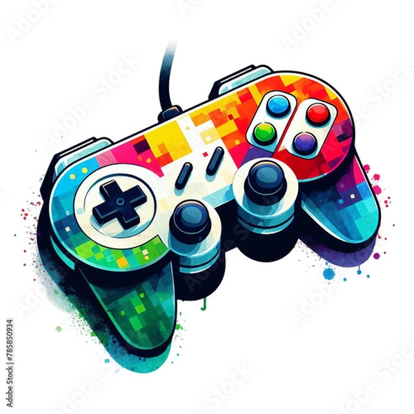 Fototapeta A colorful illustration of a video game controller or joystick
