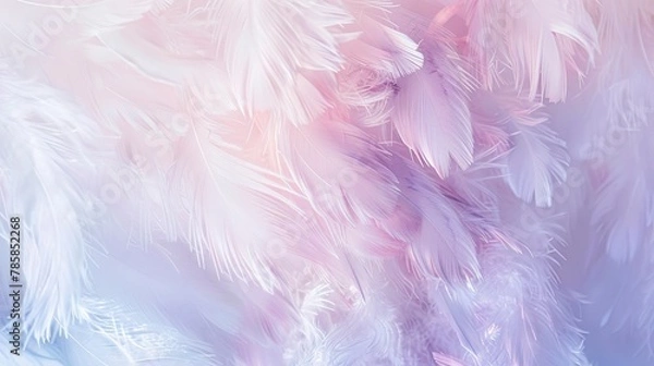 Fototapeta Soft, feathery abstract textures in white and pastels, symbolizing Easter chicks and bunnies. 