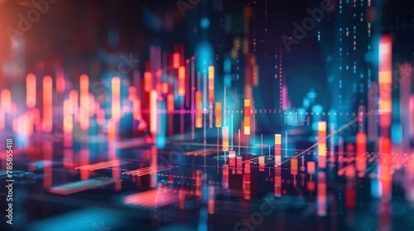 Fototapeta Stock market or forex trading graph and candlestick chart suitable for financial investment concept. Economy trends background for business idea and all art work design.