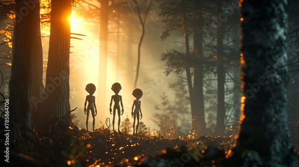 Obraz Aliens arrive in forest