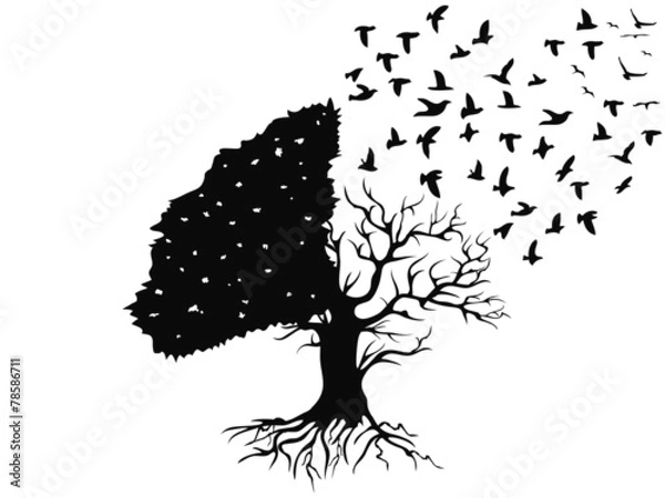 Obraz birds flying from the tree