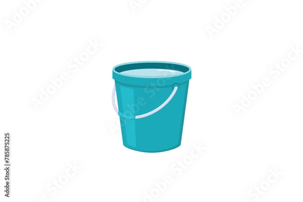 Fototapeta Vector illustration of bucket filled with water isolated on white background.