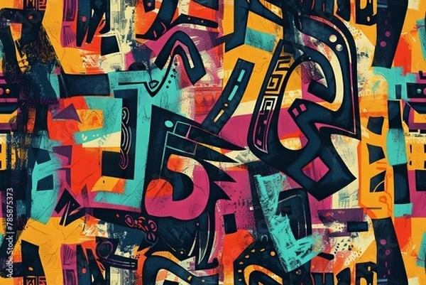 Fototapeta Dynamic Aztec abstract Free expression Vibrant colors Enigmatic allure AI Image