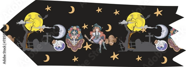 Fototapeta Halloween washi tape on transparent background.