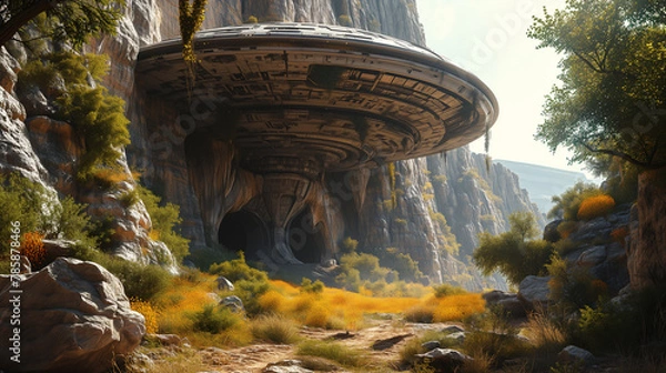 Obraz UFO mountain side crash