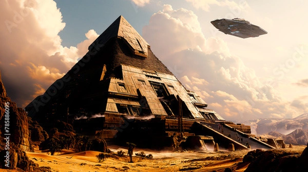 Obraz UFO over pyramid