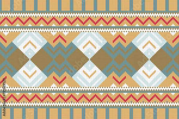 Fototapeta Ikat Fabric Paisley Embroidery Background. Ikat Damask Geometric Ethnic Oriental Pattern traditional.aztec Style Abstract Vector illustration.design for Texture,fabric,clothing,wrapping,sarong.